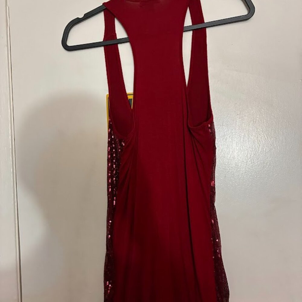 Arte Deep Red Sequin Racerback Tank Top – Size Medium - Picture 2 of 3